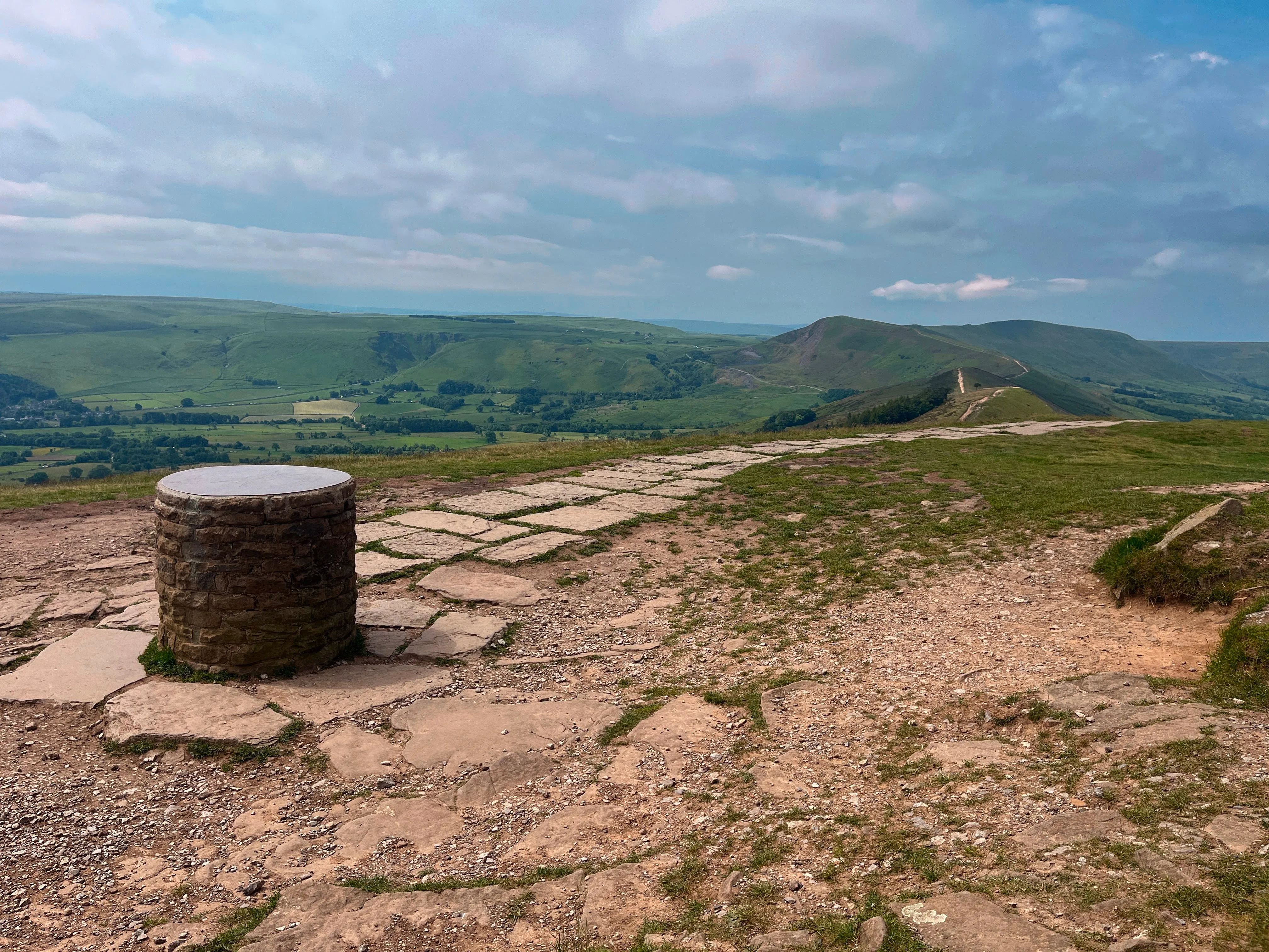A path along a ridge from one hill to another
