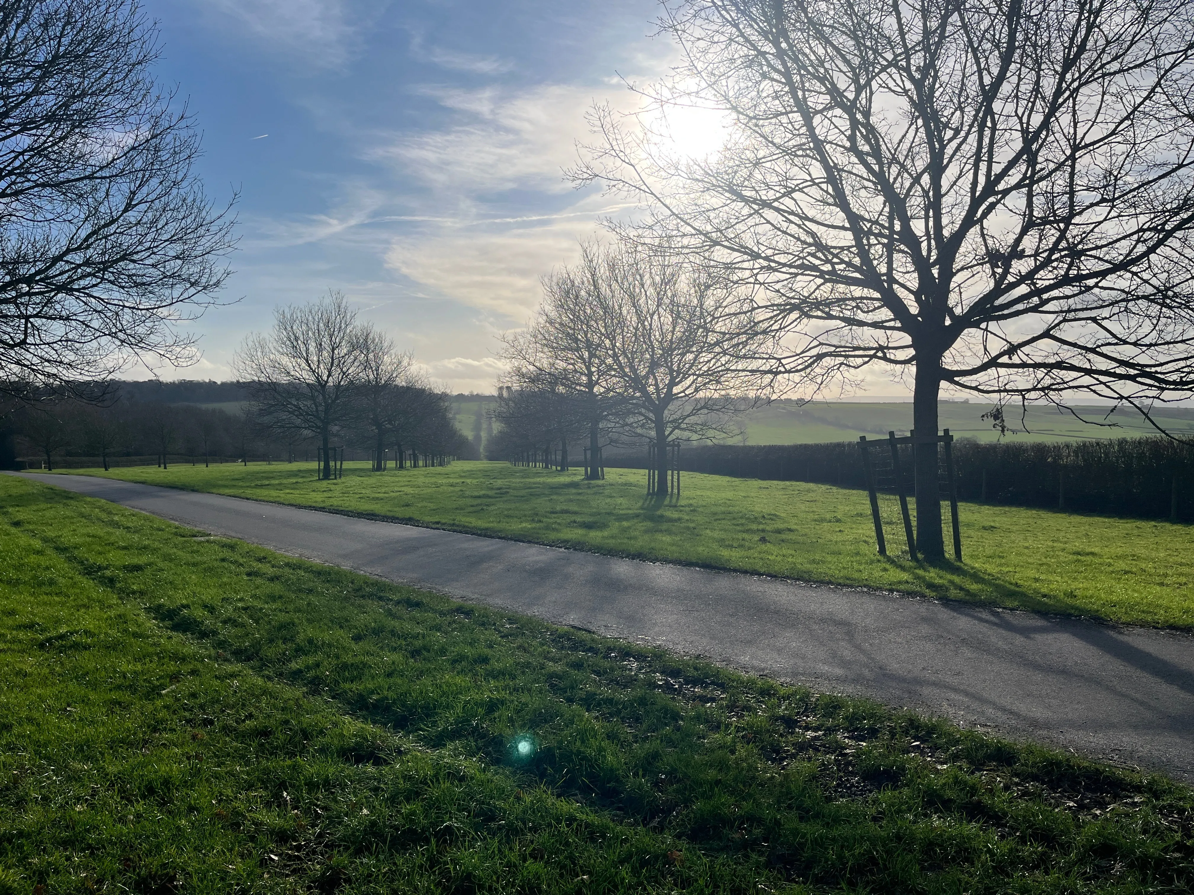 The view looking down towards the countryside